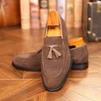 Zapatos de cuero para hombre, estilo británico, con una sola tira, mate, tipo mocasín, para negocios. - details 17