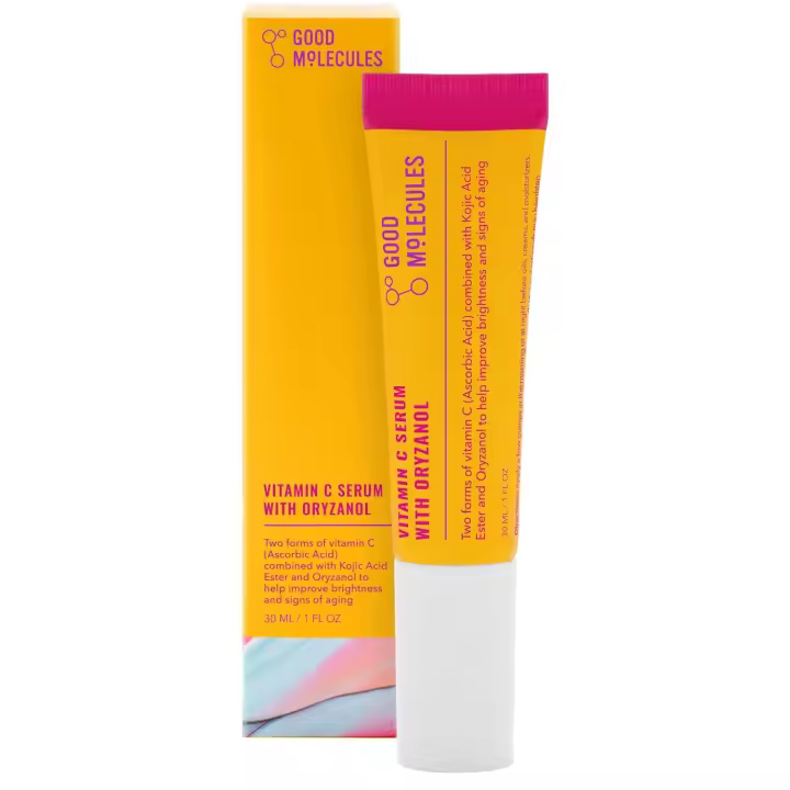 Hot Good Molecules Vitamina C con suero facial de orizanol para un tono firme y juvenil: producción de colágeno, antienvejecimiento y reparación de la piel - 1