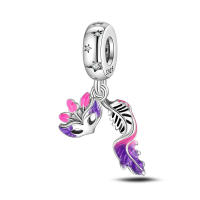 Encantos de Plumas de Plata Esterlina S925 para Mujeres Regalo de Joyería Fina para Cumpleaños Ajustables a Pulseras Originales de 3mm DIY con Zirconia - details 20