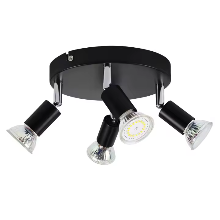 CBJKTX 4 Focos de Techo Giratorios Negros GU10 Lámpara Moderna de Metal para Sala de Estar, Cocina, Pasillo y Comedor - 1