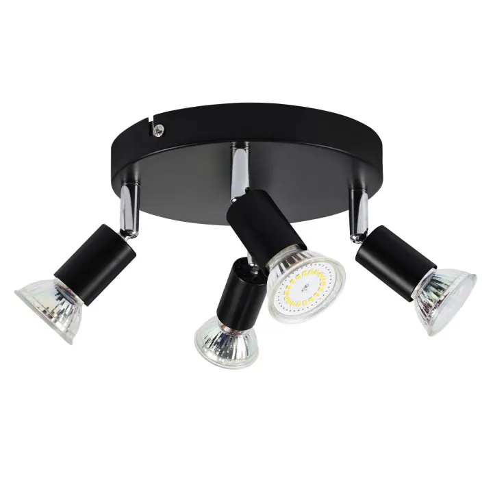 CBJKTX 4 Focos de Techo Giratorios Negros GU10 Lámpara Moderna de Metal para Sala de Estar, Cocina, Pasillo y Comedor - 1