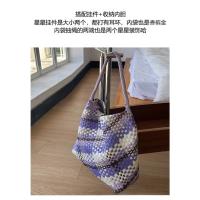 Diseño de nicho bolsa tejida a mano bolsa de mano de gran capacidad casual viento perezoso solo hombro axilas bolsa de cubo - details 2