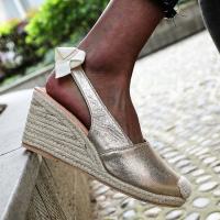 Patrón de piel de serpiente europea y americana, sandalias de cáñamo con tacón de cuña, bolsa de verano para mujer, sandalias vacías traseras de cabeza, zapatos de mujer de tacón alto de gran tamaño - details 23