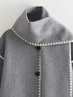 Chaqueta elegante suelta de media temporada para mujer, cuello con bufanda en zigzag, ropa de moda, otoño e invierno, 2024 - details 34