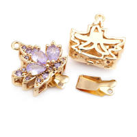 4 juegos de collares de hojas de árbol de latón y circonita de Color dorado de 18K, cierres de conexión, suministros de joyería Diy, accesorios - details 18