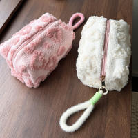 Bolsa De Maquillaje De Peluche Con Manija Organizador De Viaje Estuche De Cosméticos Suave Estampado De Amor Bolso De Lápices Lindo Y Portátil - details 1