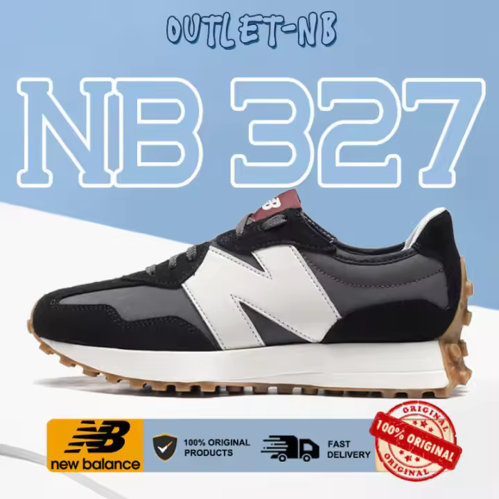 【100% Original】 garantía de calidad 327 Retro Casual Sports NB327 Zapatos Zapatillas blancas y negras apliques LETEN - 1