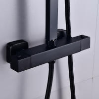 Sistema de termostato, grifo termostático, juego de lluvia, cabezal de ducha negro con ducha de mano - details 1