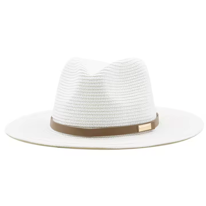 Sombrero de Sol de paja con correa para hombre y mujer, sombrero de ala ancha para vacaciones, playa, verano, UV, Panamá, venta al por mayor - 1