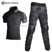 Hanye Traje de entrenamiento táctico de 10 bolsillos, camisa de camuflaje para senderismo y camping, protector de cinturón - details 9