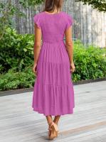 2025 Primavera/Verano TEMU nuevo vestido de manga voladora con cuello en V para mujer - details 13