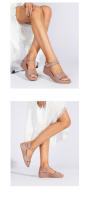 Sandalias de cuña de playa con relieve, nuevas sandalias de verano de tacón alto, modernas, cómodas y casuales, zapatos romanos de una sola tira. - details 2