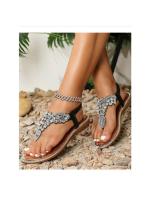 IELTS Run gran Tamaño Hueco, Sandalias de Diamantes de Imitación de Fondo Plano Transfronterizo, Comodidad Bohemia Zapatos de Mujer Verano 3016 -1A - details 4