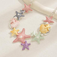 Collar largo de concha de estrella, conjunto con perlas, collar de cadena - details 2