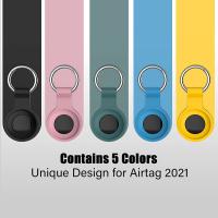 Soporte AirTag para llavero, funda de silicona para llaves, bolsas, equipaje, collares de mascotas, diseño antipérdida y resistente a los arañazos para Apple AirTags 2021, paquete de 5 - details 0
