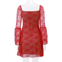 Elegante Vestido Mini de Manga Larga para Mujer Estampado de Otoño-Invierno - details 13