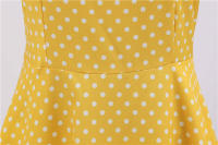 Vestido midi de fiesta de lunares para mujer, elegante, de manga corta, con cuello cuadrado, línea A, estilo años 50 y 60. - details 26