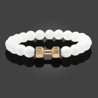 Brazalete Vintage para hombre, colgante con mancuerna de cuentas de piedra Natural, pulsera de hilo elástico para regalo de amigo, superventas - details 2