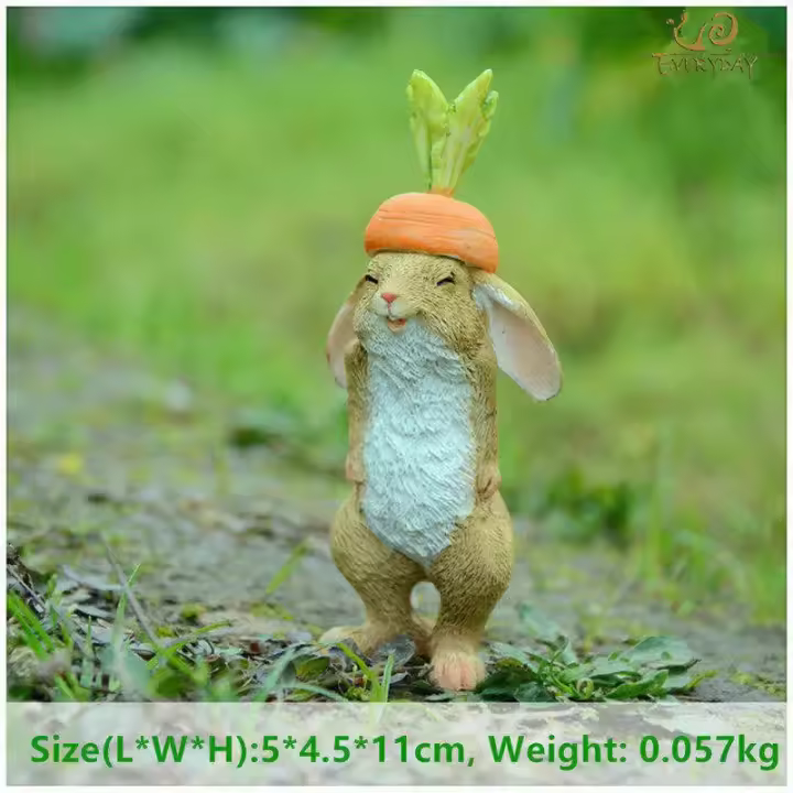 Colección diaria de Pascua para el hogar, figuritas de conejo en miniatura, adornos de mesa, jardín de hadas, Acción de Gracias - 1