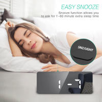 ORIA-reloj despertador Digital con espejo, dispositivo electrónico de mesa alimentado por USB y batería, modo nocturno, 12/24H - details 0