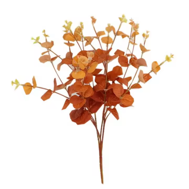 Hojas de eucalipto de otoño artificiales naturales, ramas hechas a mano, fácil de cuidar, mesa de ramas de hojas de otoño DIY - 1