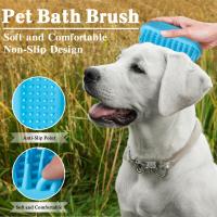 Cepillo de baño para perros con mango ajustable, cepillo de champú para perros, cepillo de ducha para perros con mango ajustable, adecuado para Deshedding, lavado, masaje y cuidado de mascotas, 2 piezas - details 2