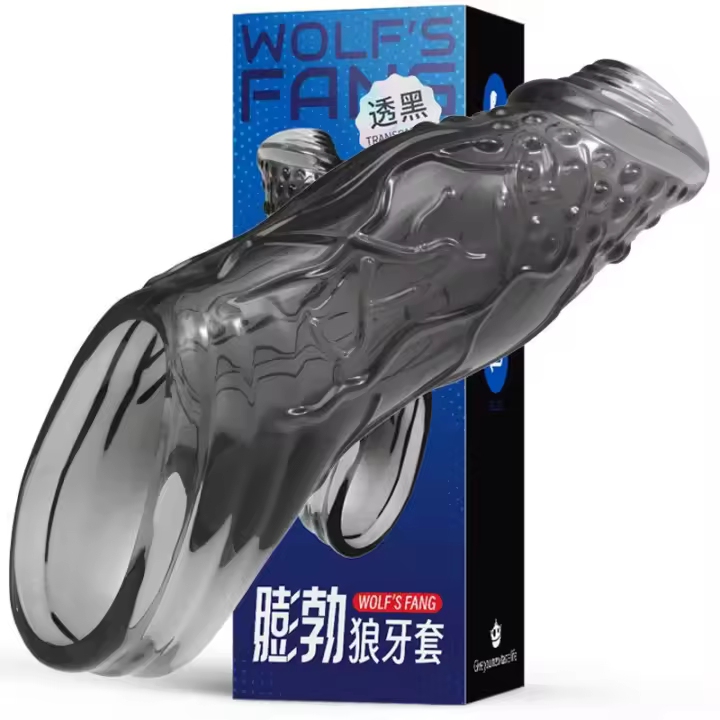 Conjunto de dientes de lobo expuestos para erección masculina con anillo de resistencia y juguetes sexuales con conjunto de cristal retardado - 1