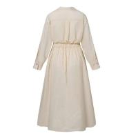 Otoño de algodón de manga sólido elegante Maxi vestidos para las mujeres 2023 blanco Casual cuello en V camisa vestido largo de fiesta bata Mujer - details 12