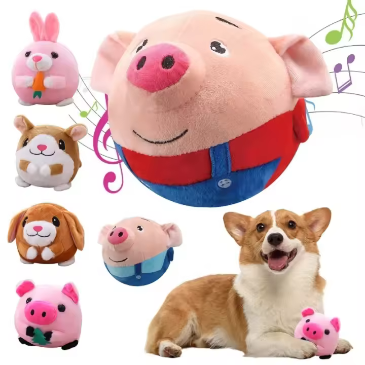 Juguete de peluche para mascotas, pelota de rebote con vibración y música resistente a las mordeduras, masticable, automóvil, para jugar en interiores - 1
