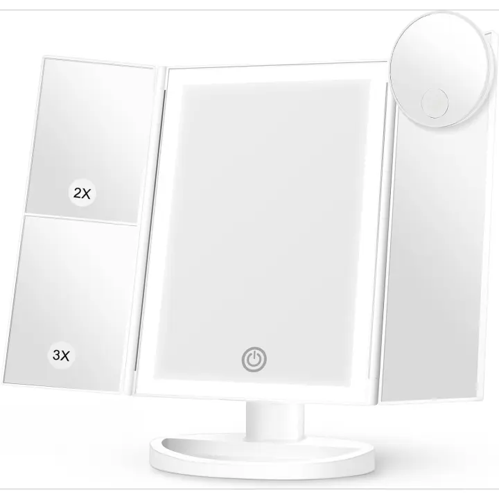 Scttomon Espejo de Maquillaje Iluminado, Espejo de Vanidad con Doble Luz y Control Táctil Belleza - 1