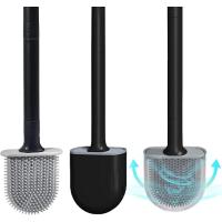 Escobillas Silicona, Cepillo de Baño y Soportes, Escobilla WC Cabeza Plana De Limpieza Profunda,Accesorios BañO Negro - details 0