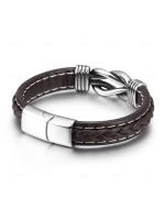 Pulsera De Acero Inoxidable Para Hombres Con Cordón De Cuero Tejido a Mano Joyería Masculina Regalos Estilo Europeo Y Americano - details 4