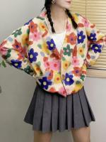Masss-suéteres de lujo para mujer, cárdigans estampados a la moda, holgados, cálidos, florales, con cuello en V, para ocio, invierno, 2023 - details 3