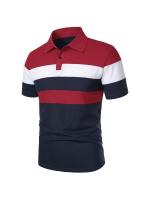 Polo a rayas Vintage para hombre, Camiseta de piqué de Golf, manga corta, bloque de Color, disponible en tallas grandes y altas - details 8