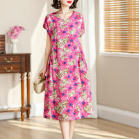 Elegante Vestido de Verano 2024 Estilo Vintage Suelto para Mujeres Cuello en V Casual - details 15