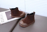 Botas de cuero con cremallera lateral y forro de terciopelo para niños, estilo retro británico. - details 4