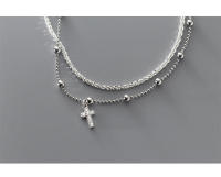 Pulsera de perlas de plata 925 con cruz cristiana para mujeres de 16+3.5cm pulsera de link de joyería de brand normal - details 4