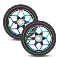 Ruedas de Pu coloridas para patinete eléctrico, accesorios para Scooter de 2 piezas, 110mm, gruesas, con rodamientos, color negro - details 1