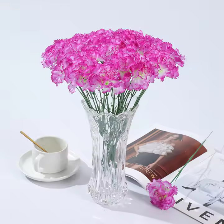 10 Uds nuevo clavel Artificial de tacto Real multicolor 35cm flores falsas 3D clavel rama decoración de fiesta - 1