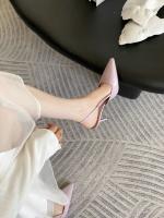 Bolsa de tacón fino puntiagudo sandalias de cabeza de las mujeres usan nuevo trasero francés versátil boca vacía poco profunda zapatos individuales zapatos de mujer - details 7