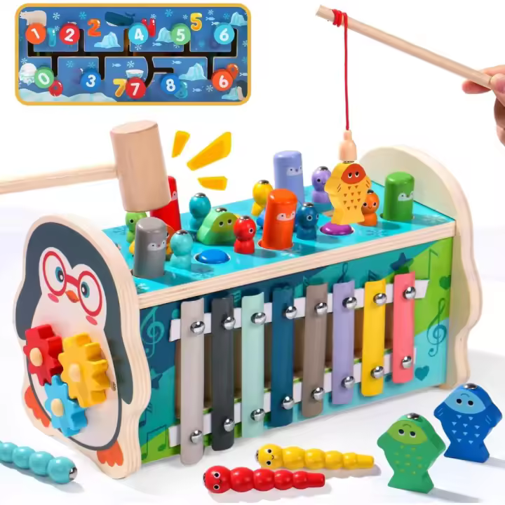 Juguetes para Niños Pequeños Regalo Educativo de Madera Montessori Juego de Martillo y Xilofono para Niños y Niñas - 1