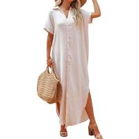Vestido camisero con botones para mujer, traje de baño, Túnica de Bikini, Poncho de playa, Pareos de verano, elegante - details 7