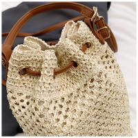 Bolso de paja tejido hueco, bolso de cubo, bolso de playa, bolso de hombro casual, bolso de moda, bolso de mujer - details 3