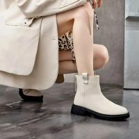 Botines antideslizantes de piel auténtica para mujer, botas cortas de estilo británico, estilo Chelsea, para invierno, 2024 - details 7
