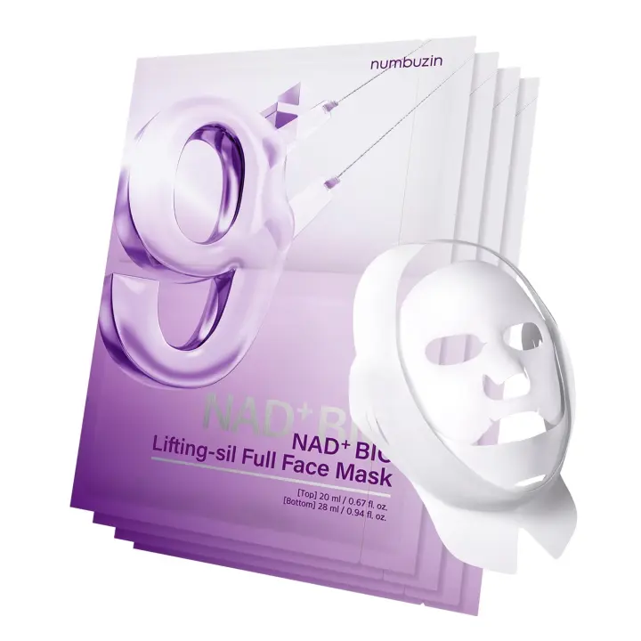 Numbuzin No.9 Sheet NAD+ BIO Lifting-sil Mascarilla facial completa Mejora la línea de la mandíbula, las mejillas, las arrugas, las líneas del cuello Péptidos, NAD+, Colágeno - 1