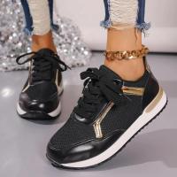 Zapatillas de deporte para mujer, nuevas y cómodas zapatillas deportivas con plataforma de cuero parcheado para correr al aire libre, informales, cómodas y a la moda - details 2