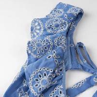 TRAFZA-Vestido largo sin mangas con espalda descubierta para Mujer, con bordado traje Sexy, elegante, bohemio, para vacaciones - details 5