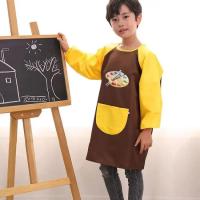 Bata de manga larga de dibujos animados para niños, babero para niños, delantal de pintura artesanal, babero para alimentación de bebé para estudiantes - details 1