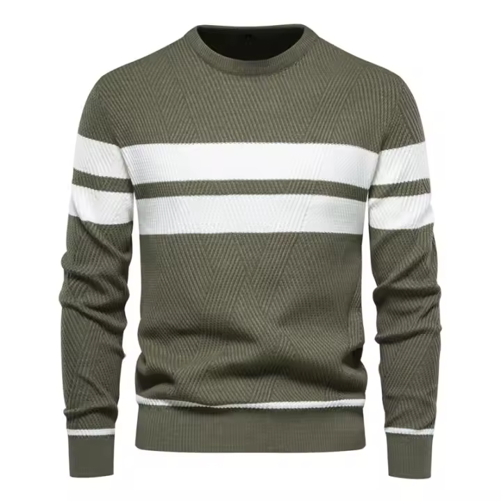 Nuevo suéter de otoño para hombre con cuello redondo y mangas largas, patchwork, cálido y delgado, moda casual, ropa de hombre. - 1