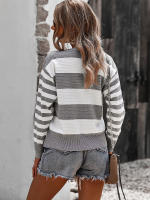 Suéter empalmado a rayas para mujer, Jersey de punto a la moda, novedad de otoño e invierno, 2023 - details 6